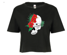 Load image into Gallery viewer, Hibiscus Skull Crop Top T-Shirt
