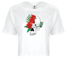 Load image into Gallery viewer, Hibiscus Skull Crop Top T-Shirt
